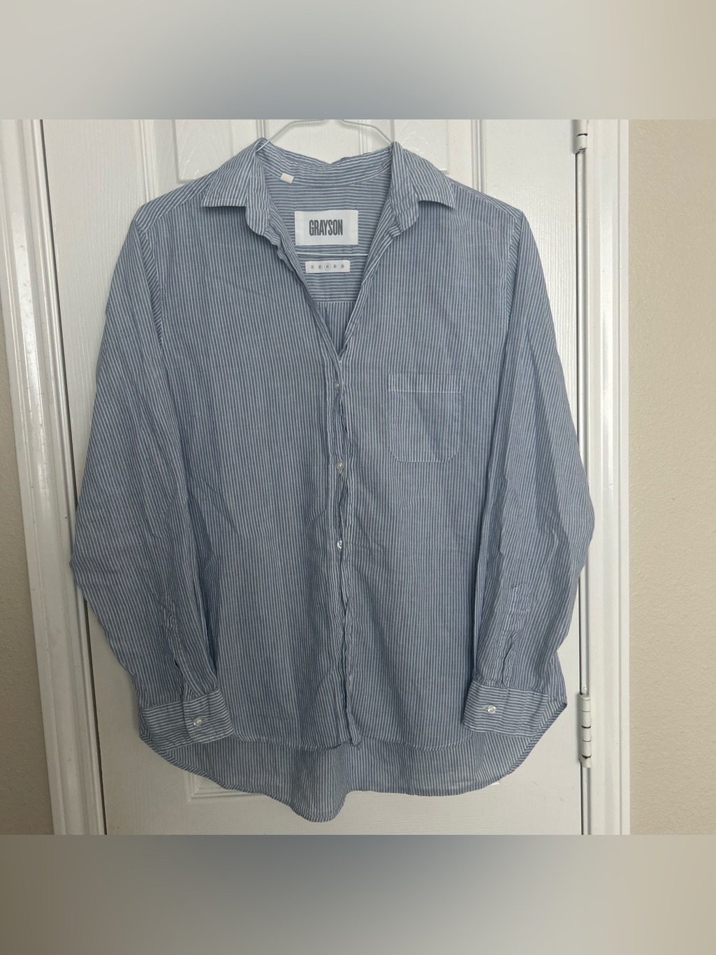 Grayson By Frank & Eileen The Hero Shirt Size 03 Medium Blue White Striped
